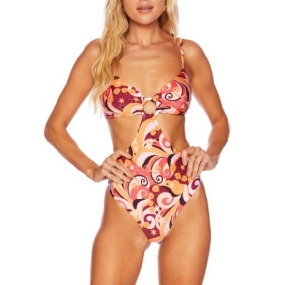 NWT Beach Riot Kirsten One-Piece Swimsuit‎ in Pink Multi Size Small - Picture 1 of 7